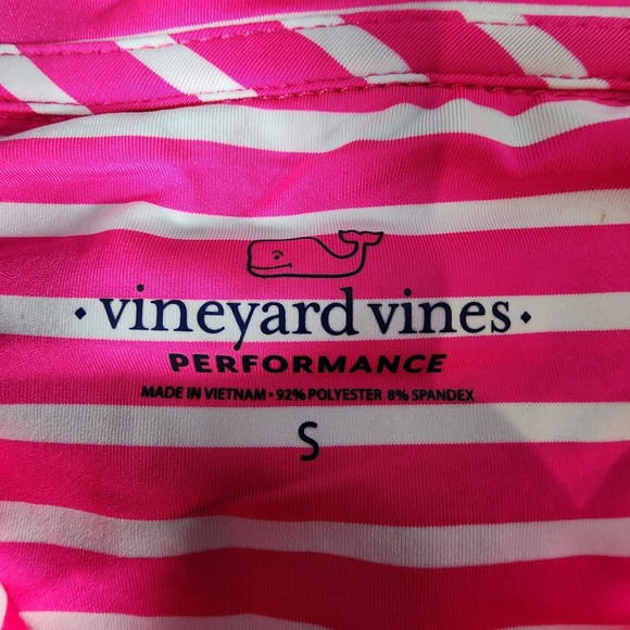 Vineyard Vines Performance Stripe Sankaty Shep 1/4 Zip Pink & White Women's Sz S - Picture 7 of 10